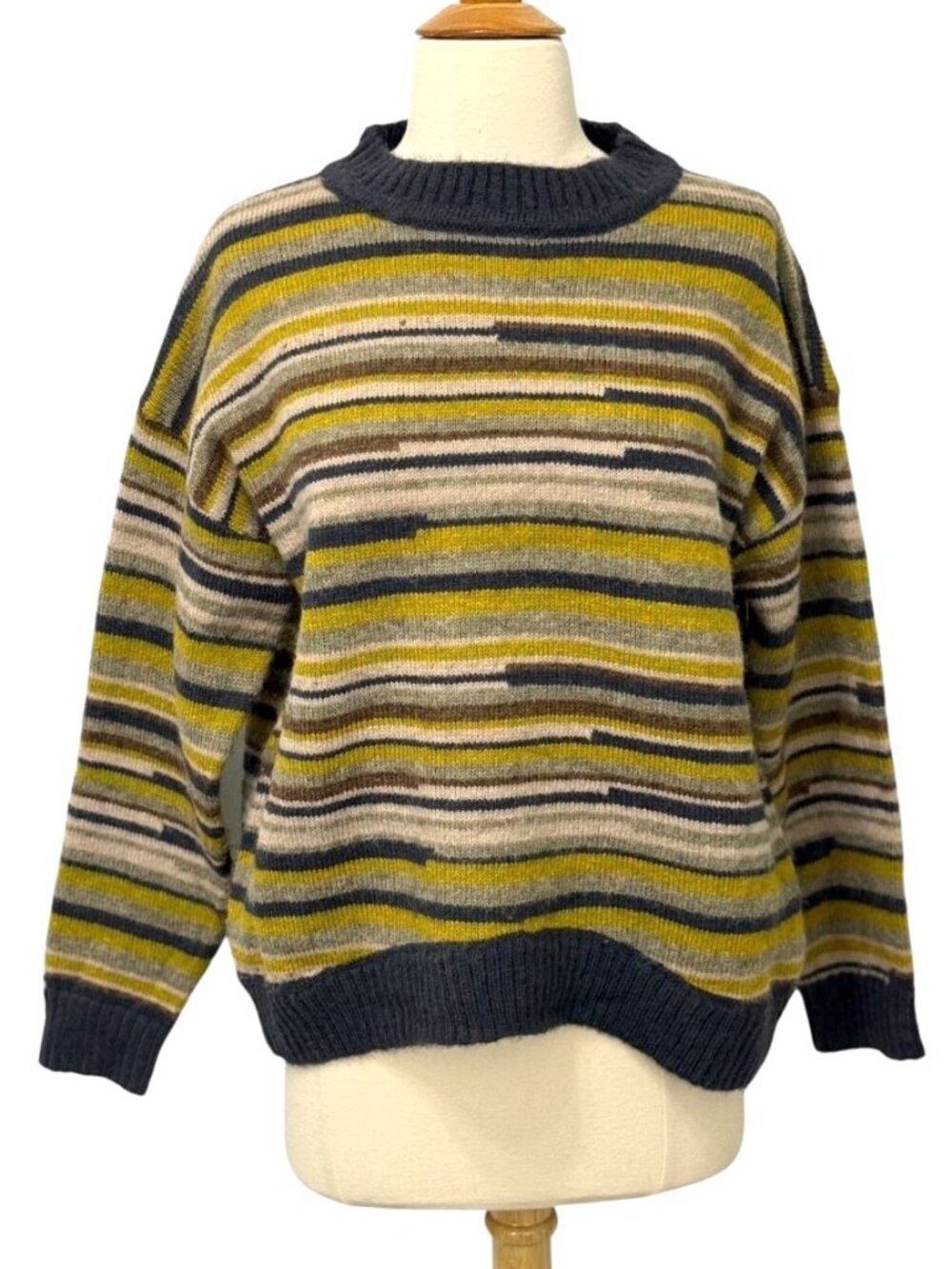 Grade & Gather Women's Sweater Crewneck Striped Earthy Colors Outdoor Size S